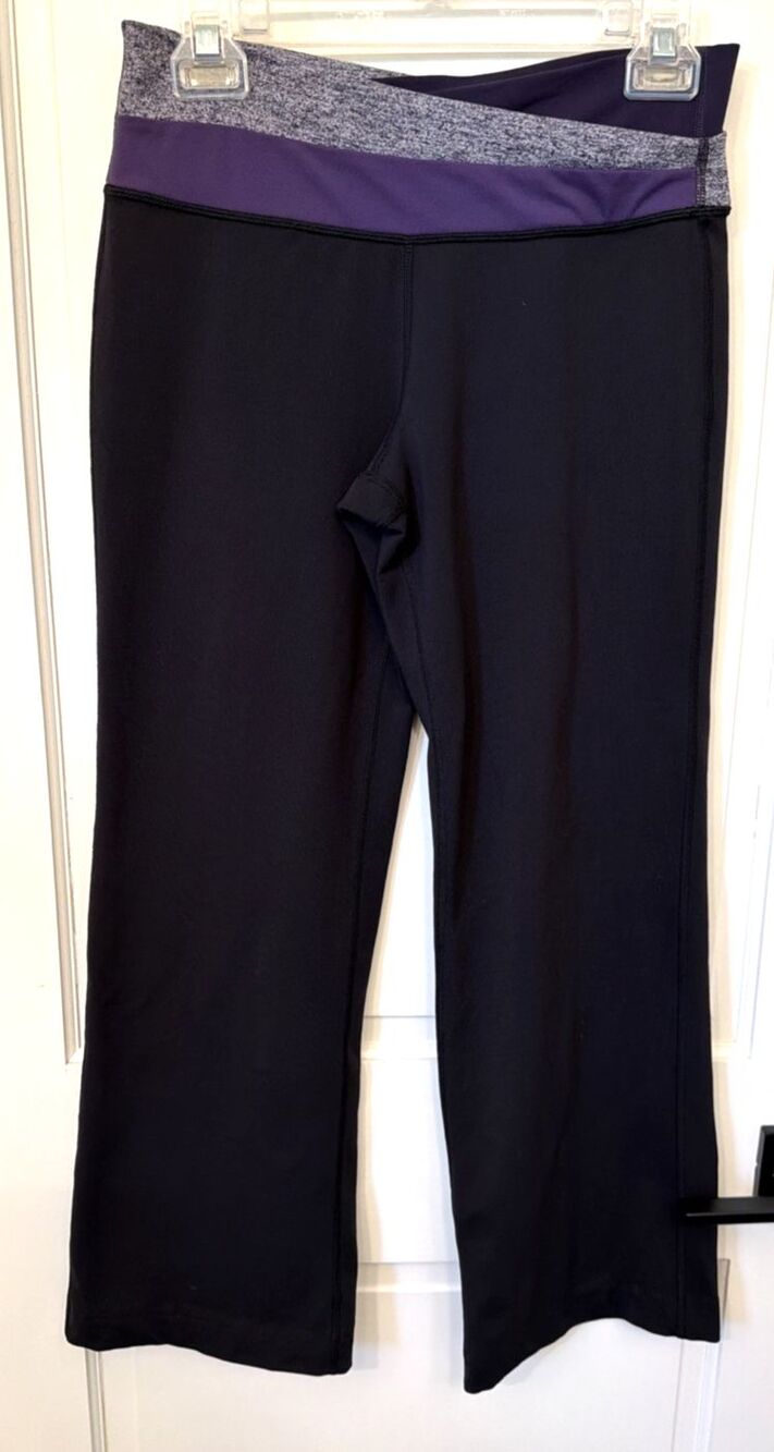 Lululemon Wide Leg Women's 8 Black Purple Gray Color Block Activewear Yoga Pants